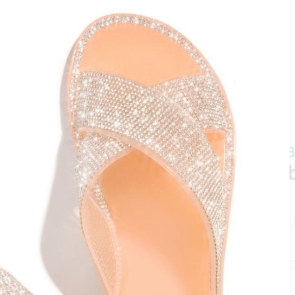 !! NEW !! Embellished Criss Cross Jelly Slides in Nude - Picture 4 of 7